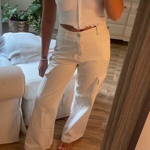 White cargo jeans